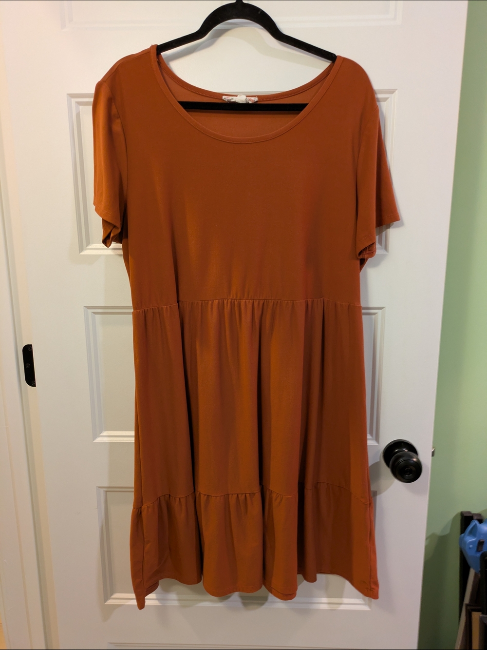 Pink Rose Rust Colored Tiered Mini Dress